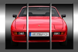Porsche 924 3-teilig auf Leinwand mit Keilrahmen