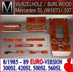 Wurzelholz Set 10 teilig für Mercedes SL R107 EURO-Version