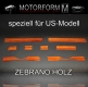 Zebranoholz Zierstreifen-Set Mercedes SL SLC W107 US-Ausführung